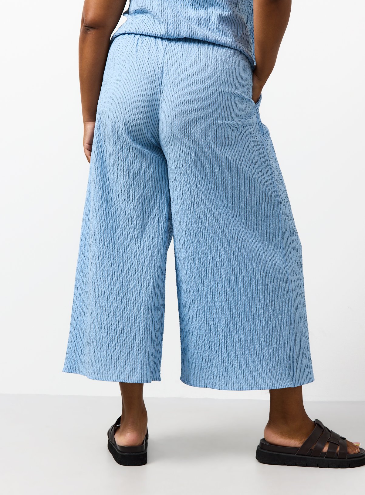 Blue Stripe Print Wide Leg Culottes 10 - Image 4 thumbnail